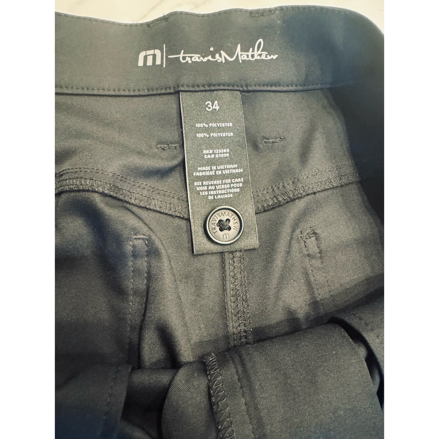 Travis Mathew Men's Size 34 Black Polyester Stretch 
Golf Pants