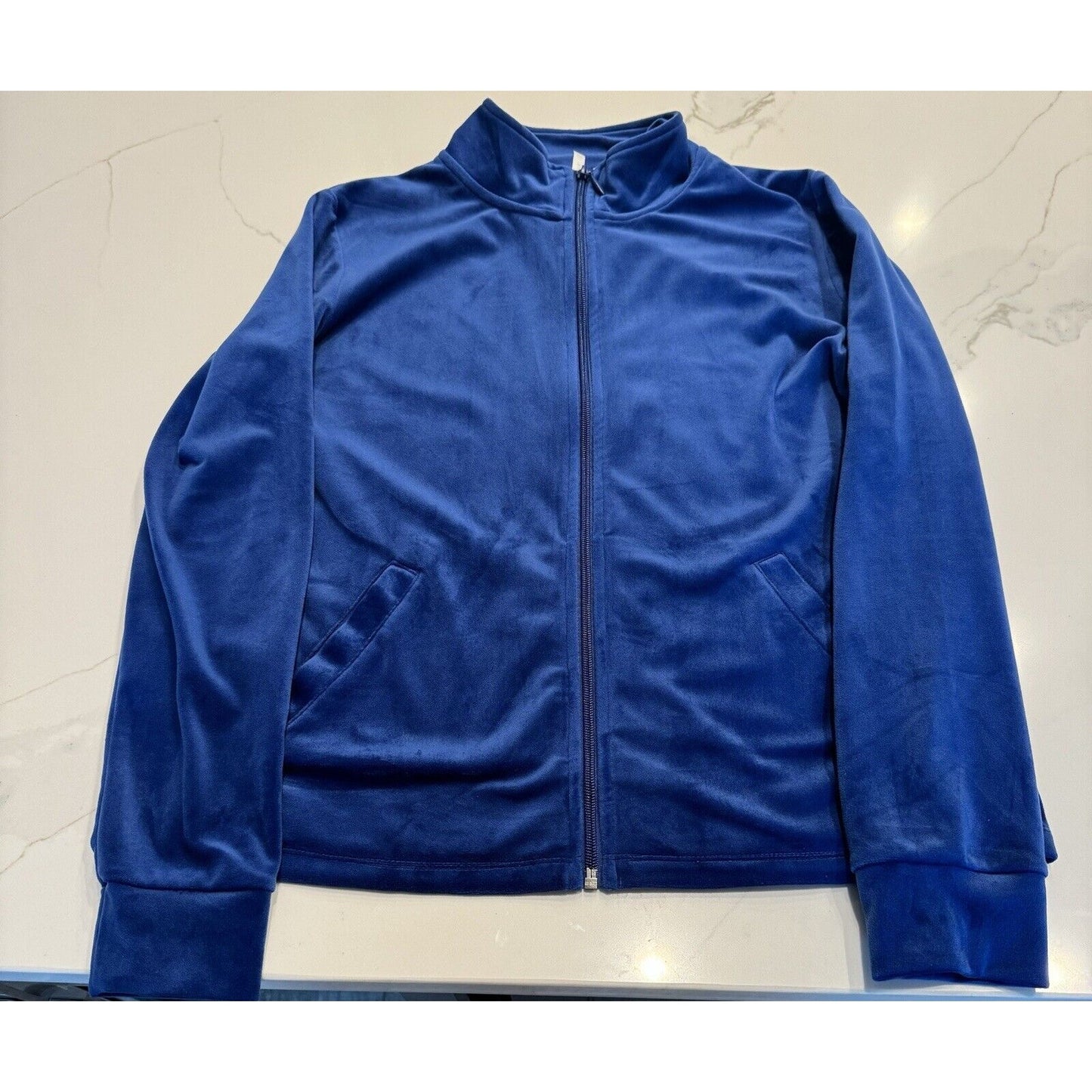 Leo & Nicole Blue Velour Track Jacket