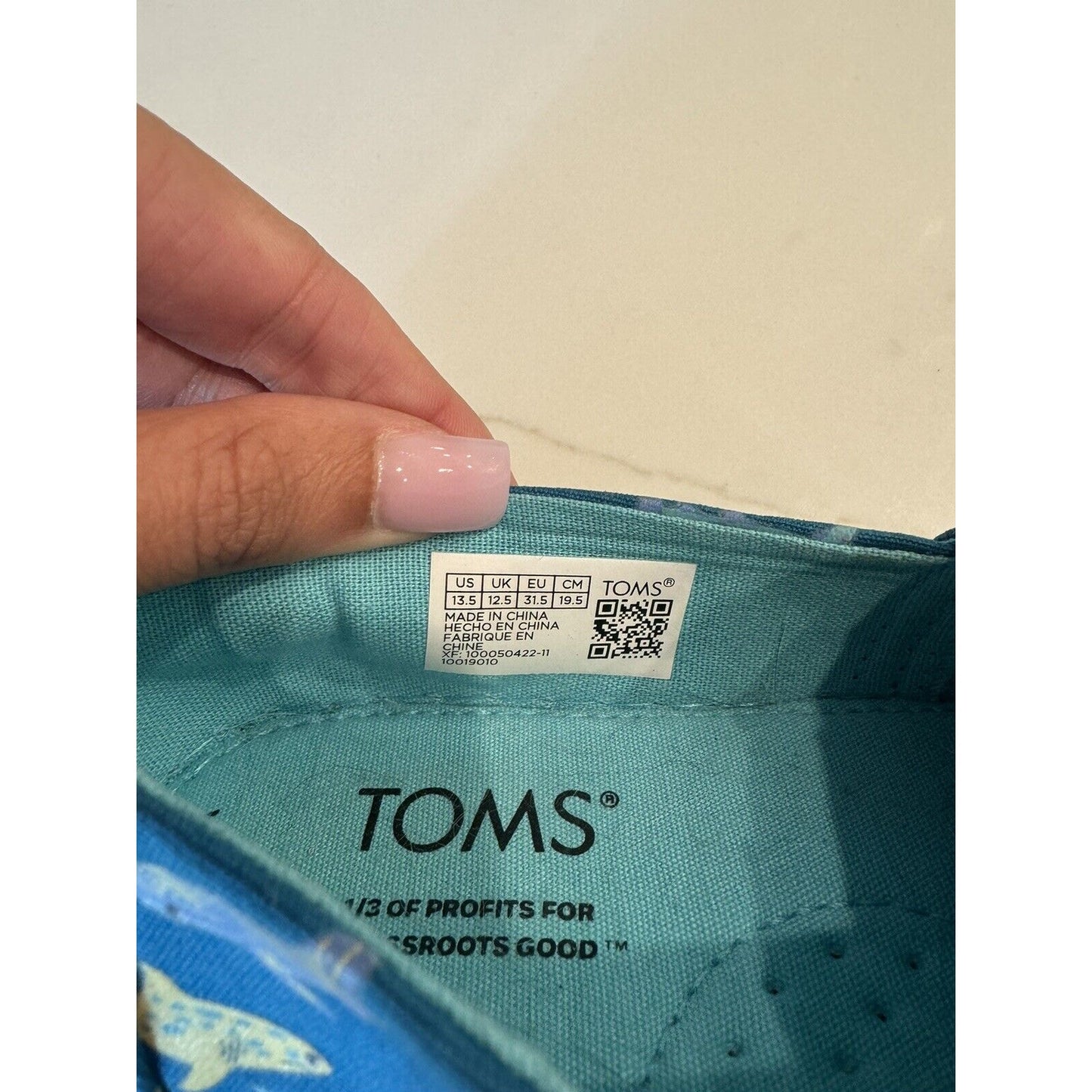 TOMS Alpargata Graphic Slip On Blue Flats Casual Youth 13.5