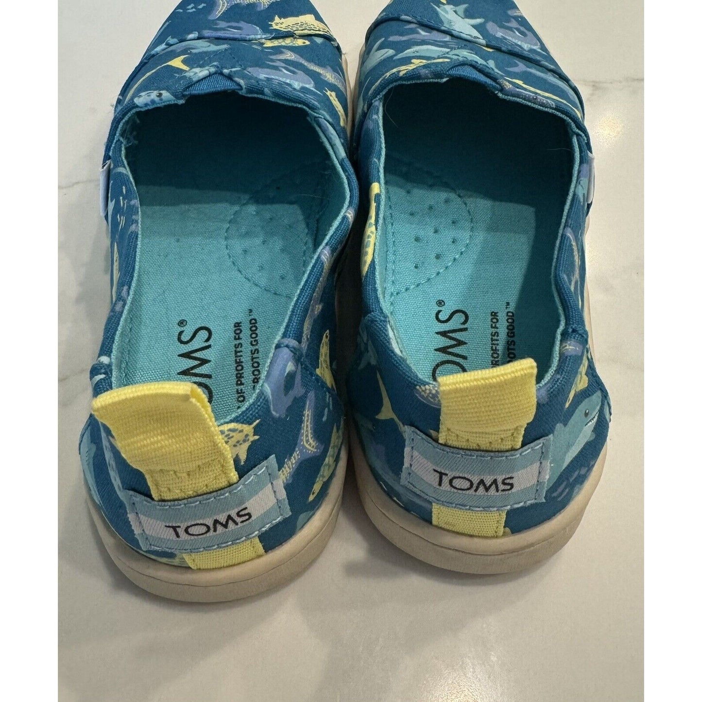 TOMS Alpargata Graphic Slip On Blue Flats Casual Youth 13.5